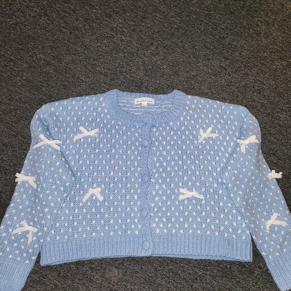 Blue and White Knit Sweater